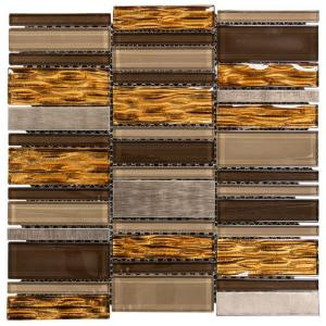 Jeffrey Court 11-3/4 in. x 12 in. Bronze Stack Glass Mosaic Wall Tile