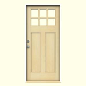 JELD-WEN 6-Lite Craftsman Unfinished Hemlock Entry Door with Primed White AuraLast Jamb and Brickmold