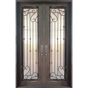 Iron Doors Unlimited Armonia Full Lite Painted Antique Copper Decorative Wrought Iron Entry Door