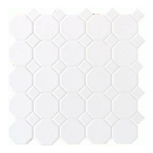 Daltile Matte White 12 in. x 12 in. x 13mm Ceramic Octagon Dot Mosaic Wall Tile