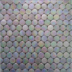 EPOCH Aspen-1470 Penny Round Milk Glass Mesh Mounted Floor & Wall Tile - 3 in. x 3 in. Tile Sample
