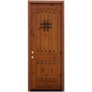 Pacific Entries Flush Stained Knotty Alder Wood Entry Door with 8 ft. Height Series
