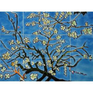 overstockArt Van Gogh, Branches of an Almond Tree in Blossom Mural 18 in. x 24 in. Wall Tiles