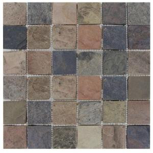 MS International 2 In. x 2 In. Mixed Color Slate Mosaic Floor & Wall Tile