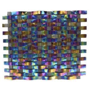 Splashback Tile Contempo Curve Rainbow Black 13 in. x 11 in. Glass Mosaic Floor and Wall Tile
