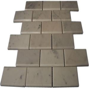 Splashback Tile Beveled White Carrera Marble Tile - 6 in. x 6 in. Tile Sample
