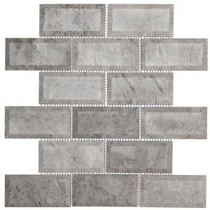Jeffrey Court Tundra Grey Beveled 12 in. x 12 in. Marble Mosaic Wall Tile