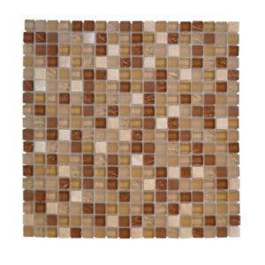 Jeffrey Court Iced Ginger 12 in. x 12 in. Tan Glass Mosaic Tile