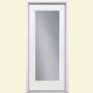 Masonite Full Lite Primed Smooth Fiberglass Entry Door with Brickmold