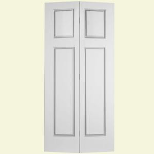 Masonite Glenview Textured 4-Panel Hollow-Core Primed Composite Interior Bifold Closet Door