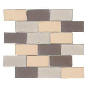Jeffrey Court Balsamic Cold Glass 2x4 Brick 13 5/8 in. x 11 3/4 in. Glass Wall Tile