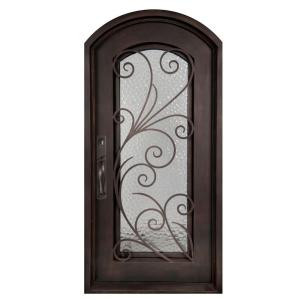 Iron Doors Unlimited Flusso Center Arch Painted Oil Rubbed Bronze Decorative Wrought Iron Entry Door