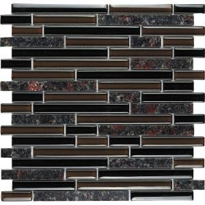 EPOCH Spectrum English Brown-1664 Granite And Glass Blend Mesh Mounted Tile - 4 in. x 4 in. Tile Sample