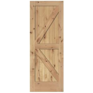 Steves & Sons 2-Panel Barn Door Solid Core Unfinished Knotty Alder Interior Door Slab