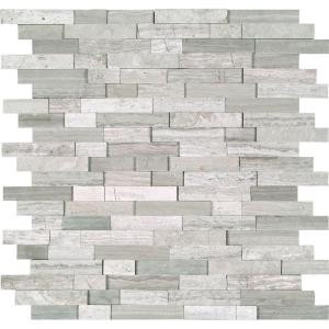 MS International White Quarry Splitface 12 in. x 12 in. Marble Mesh-Mounted Mosaic Wall Tile