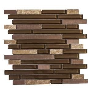 Jeffrey Court Bronze Age13 in. x 11-3/4 in. Glass Stone Metal Mosaic Wall Tile