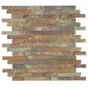 Jeffrey Court Satin Copper 11.5 in. x 12 in. Copper and Slate Mosaic Wall Tile