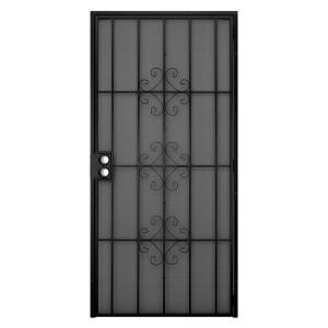 Unique Home Designs Del Flor 36 in. x 80 in. Black Surface Mount Outswing Security Door