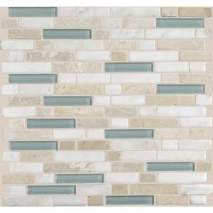 Daltile Stone Radiance Whisper Green 11-3/4 in. x 12-1/2 in. x 8 mm Glass and Stone Mosaic Blend Wall Tile