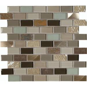 MS International Autumn Leaves Brick 12 in. x 12 in. Glass Stone Metal Blend Mesh-Mounted Mosaic Wall Tile