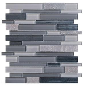 Jeffrey Court Platinum Pearl Pencil 12 in. x 12 in. Quartz and Glass Mosaic Wall Tile