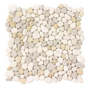 Jeffrey Court Creama River Rock Mosaic 12 in. x 12 in. Marble Wall and Floor Tile