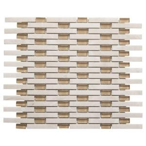 Jeffrey Court 13-5/8 in. x 11 in. White Plains Glass/White Marble Mosaic Wall Tile