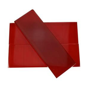 Splashback Tile Contempo Lipstick Red Polished 4 in. x 12 in. Glass Subway Floor / Wall Tile
