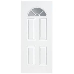 Masonite Premium Fan Lite Primed Steel Entry Door with No Brickmold