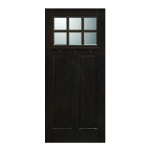 Main Door Craftsman Collection 6 Lite Prefinished Espresso Solid Mahogany Type Wood Slab Entry Door