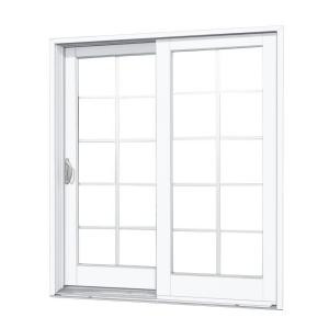 MasterPiece 59-1/4 in. x 79-1/2 in. Composite White Left-Hand Smooth Interior with 10 Lite External Grilles Sliding Patio Door