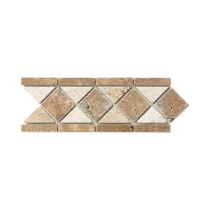 Jeffrey Court Tumbled Noce Listello 4 in. x 12 in. Travertine Floor & Wall Tile
