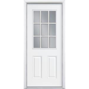 Masonite Premium 9 Lite Primed Steel Entry Door with Brickmold