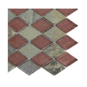 Splashback Tile Tectonic Diamond Multicolor Slate And Rust Glass Tiles - 6 in. x 6 in. Tile Sample