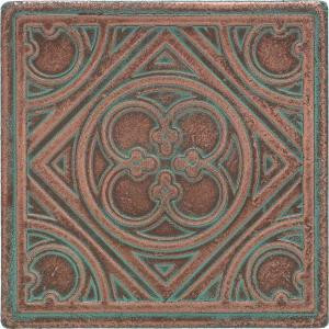 Daltile Castle Metals 4-1/4 in. x 4-1/4 in. Aged Copper Metal Insert A Accent Wall Tile