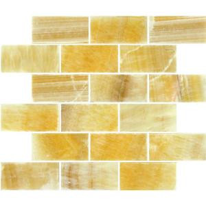 MS International 12 in. x 12 in. Honey Natural Stone Onyx Subway Mesh-Mounted Mosaic Tile