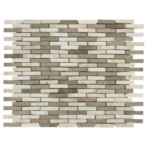 Jeffrey Court 11-3/4 in. x 12-5/8 in. Whispering Cliffs Grey Limestone/White Marble Mosaic Wall Tile