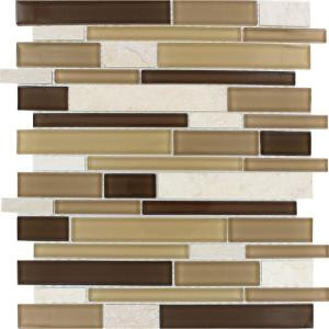 MS International Sand Canyon Interlocking 12 in. x 12 in. Glass/Stone Mosaic Wall Tile