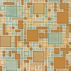 MS International Mocha Cream Pattern 12 in. x 12 in. Magic Mosaic Glass Floor and Wall Tile