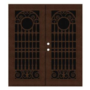 Unique Home Designs Spaniard 60 in. x 80 in. Copper Right-active Surface Mount Aluminum Security Door with Black Perforated Aluminum Screen