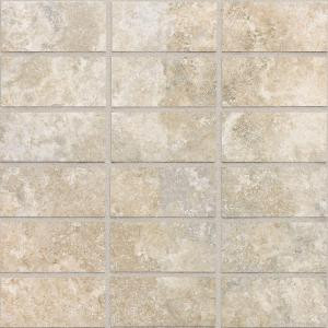 Daltile San Michele Crema Cross-Cut 12 in. x 12 in. x 8mm Glazed Porcelain Mosaic Floor and Wall Tile