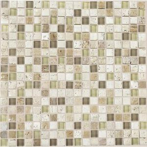 Daltile Stone Radiance Mushroom 12 in. x 12 in. x 8mm Glass and Stone Mosaic Blend Wall Tile