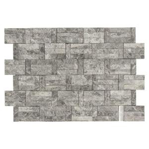 Jeffrey Court 11-3/8 in. x 12-3/4 in. Roman Blocks Grey Marble Mosaic Wall Tile