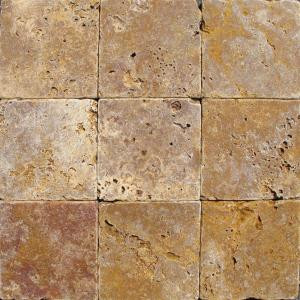MS International 4 In. x 4 In. Tumbled Gold Travertine Floor & Wall Tile