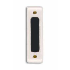 Heath Zenith Wired White Push Button with Black Center Bar