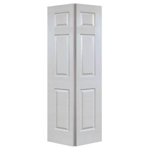 Steves & Sons 6-Panel Textured Prefinished White Hollow Core Composite Interior Bi-fold Door