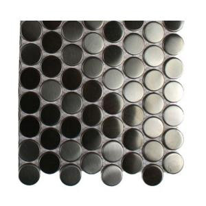 Splashback Tile Metal Silver Stainless Steel 3-5 Penny Round Tiles - 6 in. x 6 in. Tile Sample