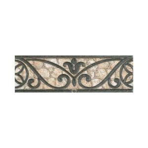 Daltile Fashion Accents Wrought Iron/Beige 3 in. x 8 in. Ceramic Listello Wall Tile