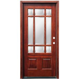 Pacific Entries Craftsman 9 Lite Stained Mahogany Wood Entry Door