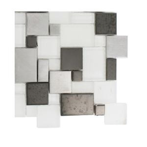 Splashback Tile Tetris Steel Ice Parisian Pattern - 6 in. x 6 in. Tile Sample